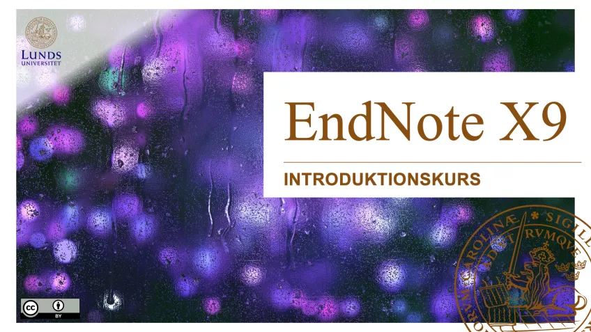 Introduktion till EndNote X9. Bild från presentation.