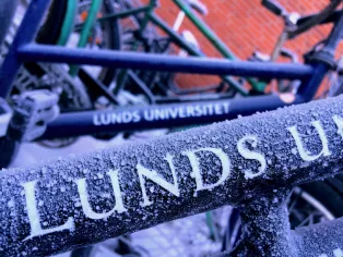 Cykel i snö. Foto.